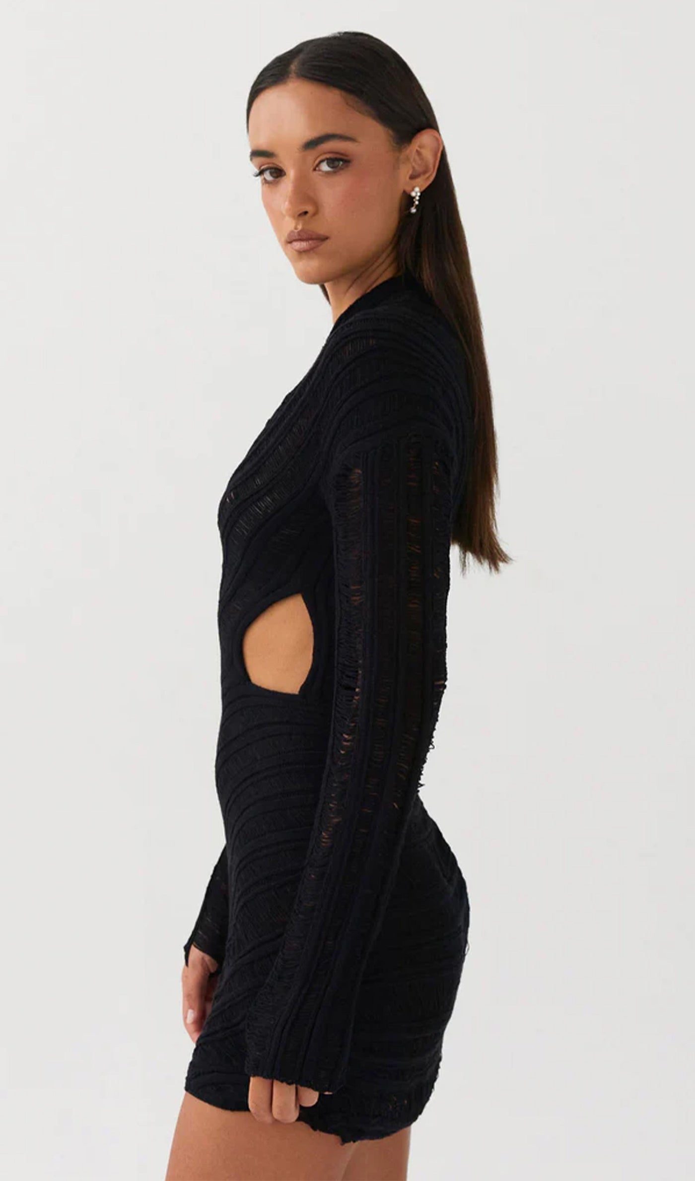 Wayne | Damen Minikleid Cut-Out mit Strukturdesign