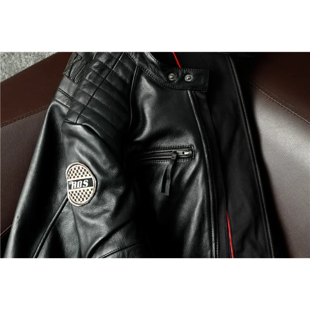 Luxhern - Lederjacke Herren mit Kapuze, Camouflage Bikerjacke