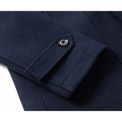 Warmlux - Langer Mantel Herren Modischer Wollmantel Mit Stehkragen und Taschen