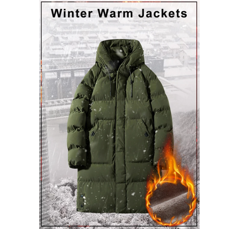 Wetterl - Langer Wintermantel Herren Wasserdicht Winddicht Mit Kapuze Gefüttert