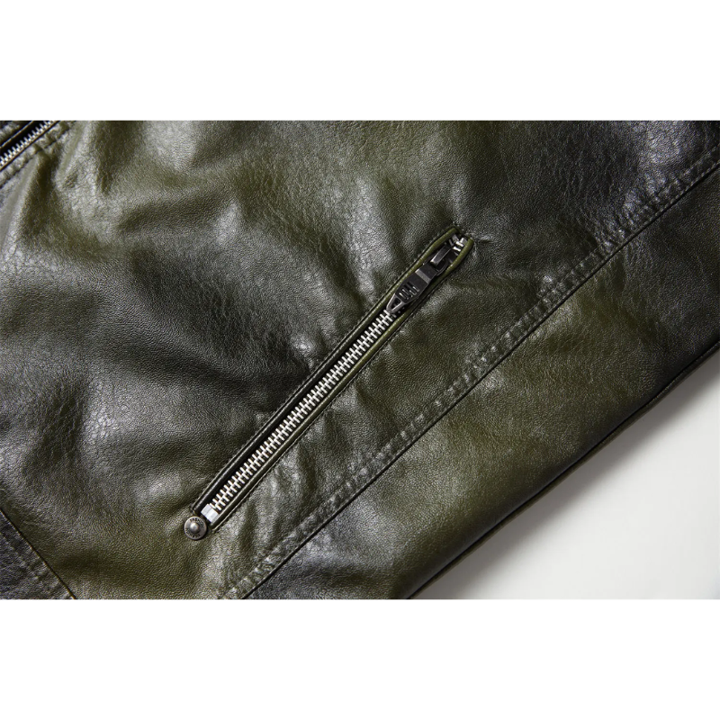 Revigor - Lederjacke Herren, Warme Jacke mit Reißverschluss und Kapuze