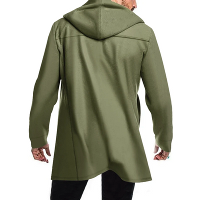 Edelman - Mantel Jacke Herren – Langer Hoodie-Mantel mit Doppelreiher-Knöpfen