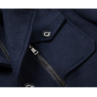 Warmlux - Langer Mantel Herren Modischer Wollmantel Mit Stehkragen und Taschen