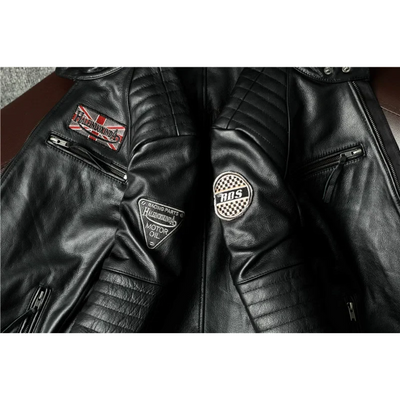 Luxhern - Lederjacke Herren mit Kapuze, Camouflage Bikerjacke