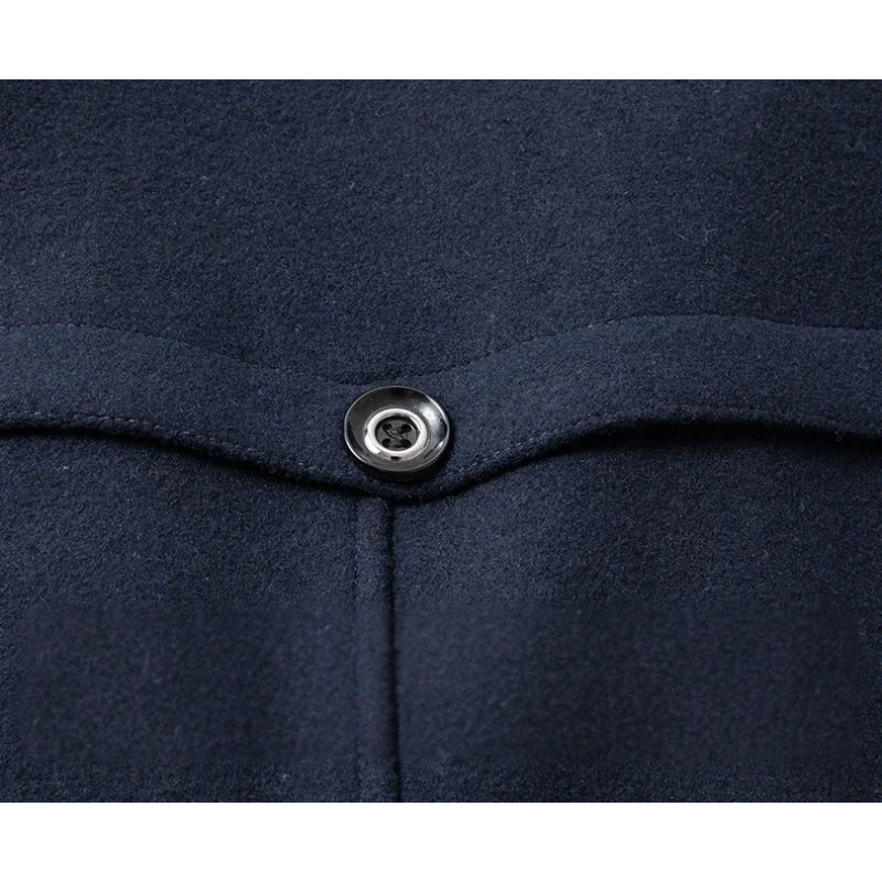 Warmlux - Langer Mantel Herren Modischer Wollmantel Mit Stehkragen und Taschen