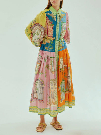 Midikleid Postkarten Sommer