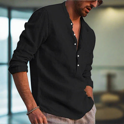 Elegantes Leinenhemd für Herren mit Brusttasche – Cecilio