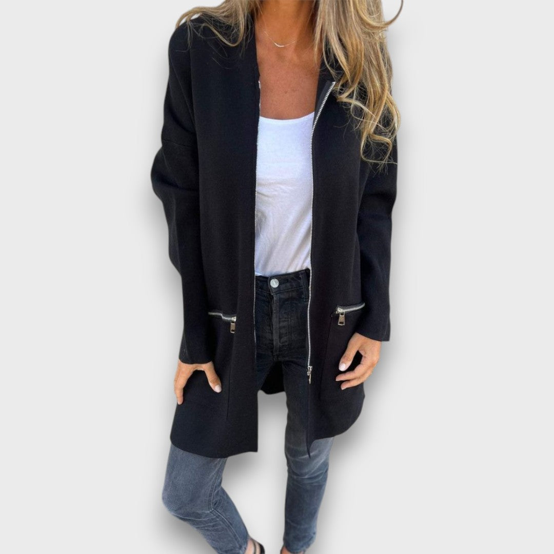 Junira – Langer Cardigan mit Reißverschluss