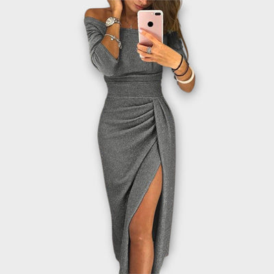 Zaina | Damen Off-Shoulder Abendkleid mit Schlitz