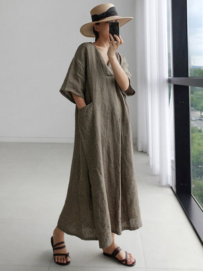 Elegantes Midikleid mit V-Ausschnitt – Julia
