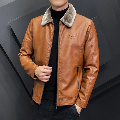 Trenlon - Lederjacke Herren mit abnehmbarer Kapuze, Bikerjacke aus Echtleder