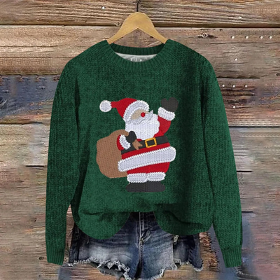 Weihlus - Weihnachtspullover mit Weihnachtsmann und Strickdetails