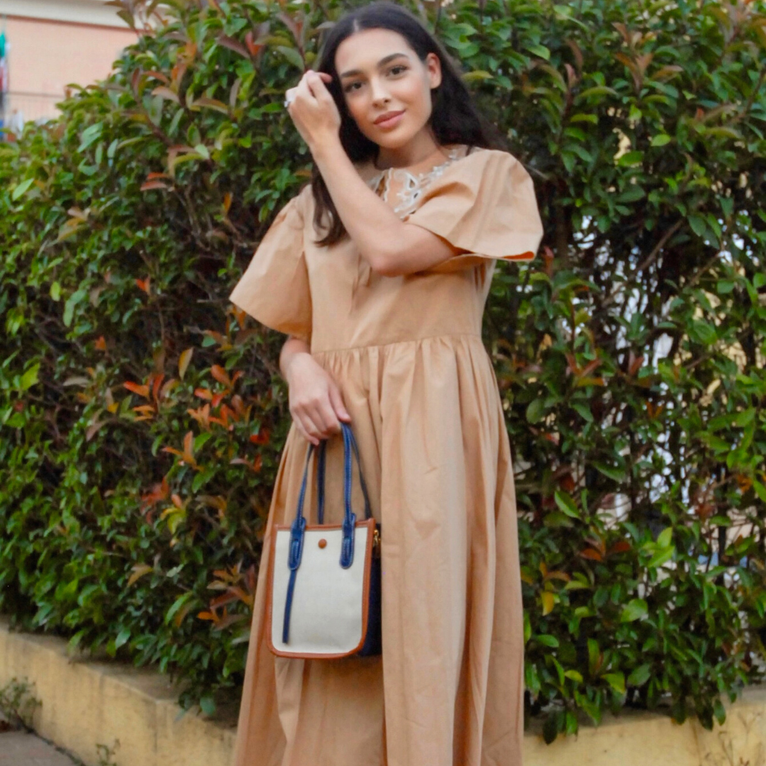 Kleine vegane Leinentasche mit Schultergurt - Nina