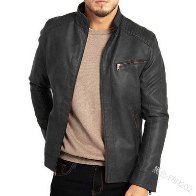 Karntex - Lederjacke Herren mit abnehmbarer Kapuze, Robuste Bikerjacke