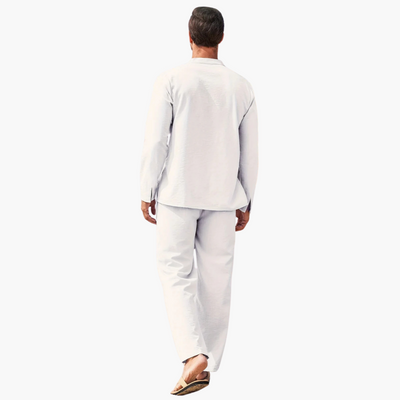 Boho Two-Piece Set for Men - Summer Lace-Up Shirt & Pants