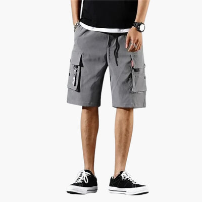Herren Sommer Cargo Shorts mit Gummibund und Klappentaschen
