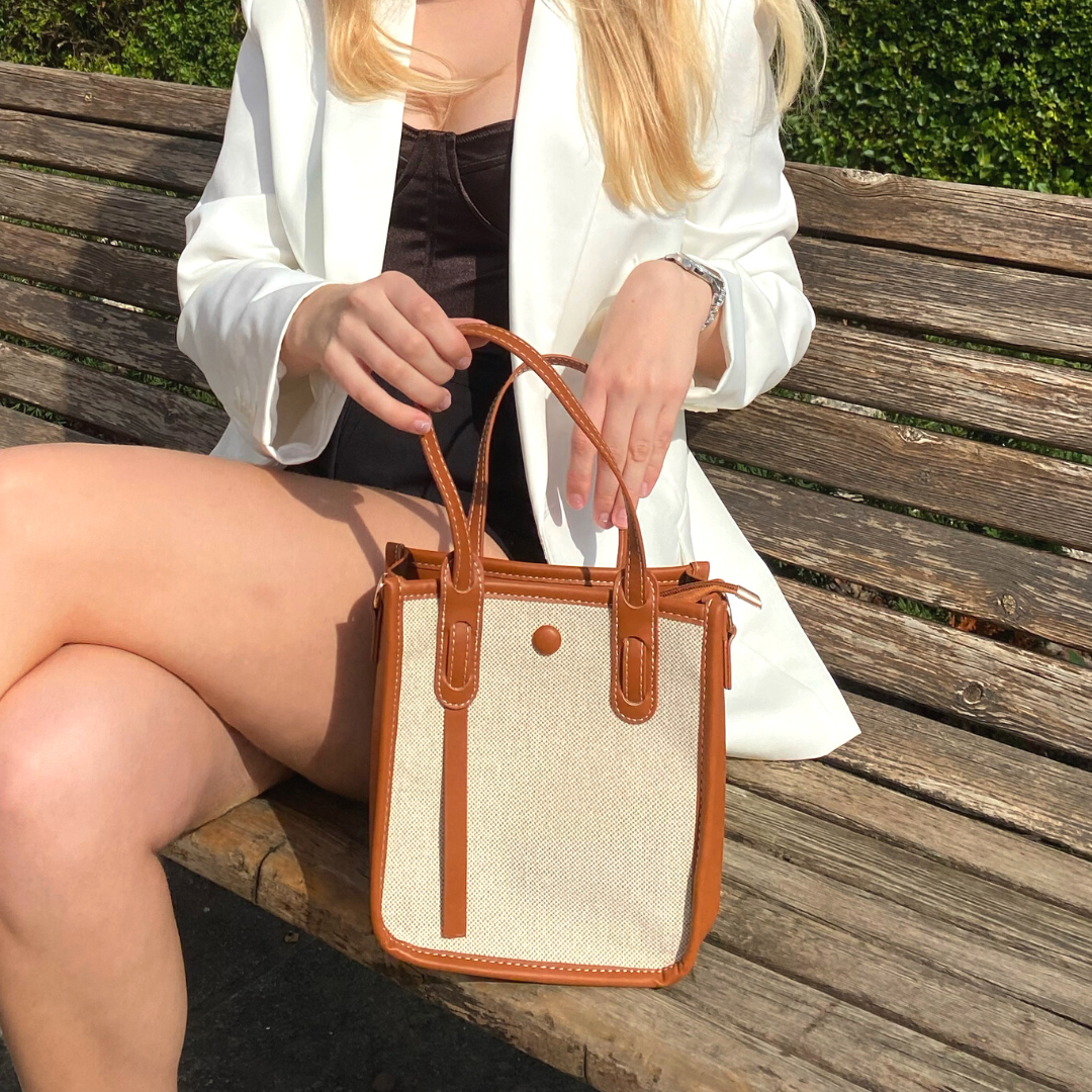 Kleine vegane Leinentasche mit Schultergurt - Nina