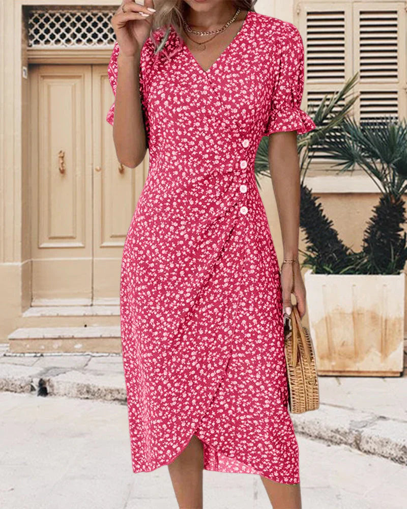 Ivy | Kurzärmeliges Kleid mit Blumenmuster