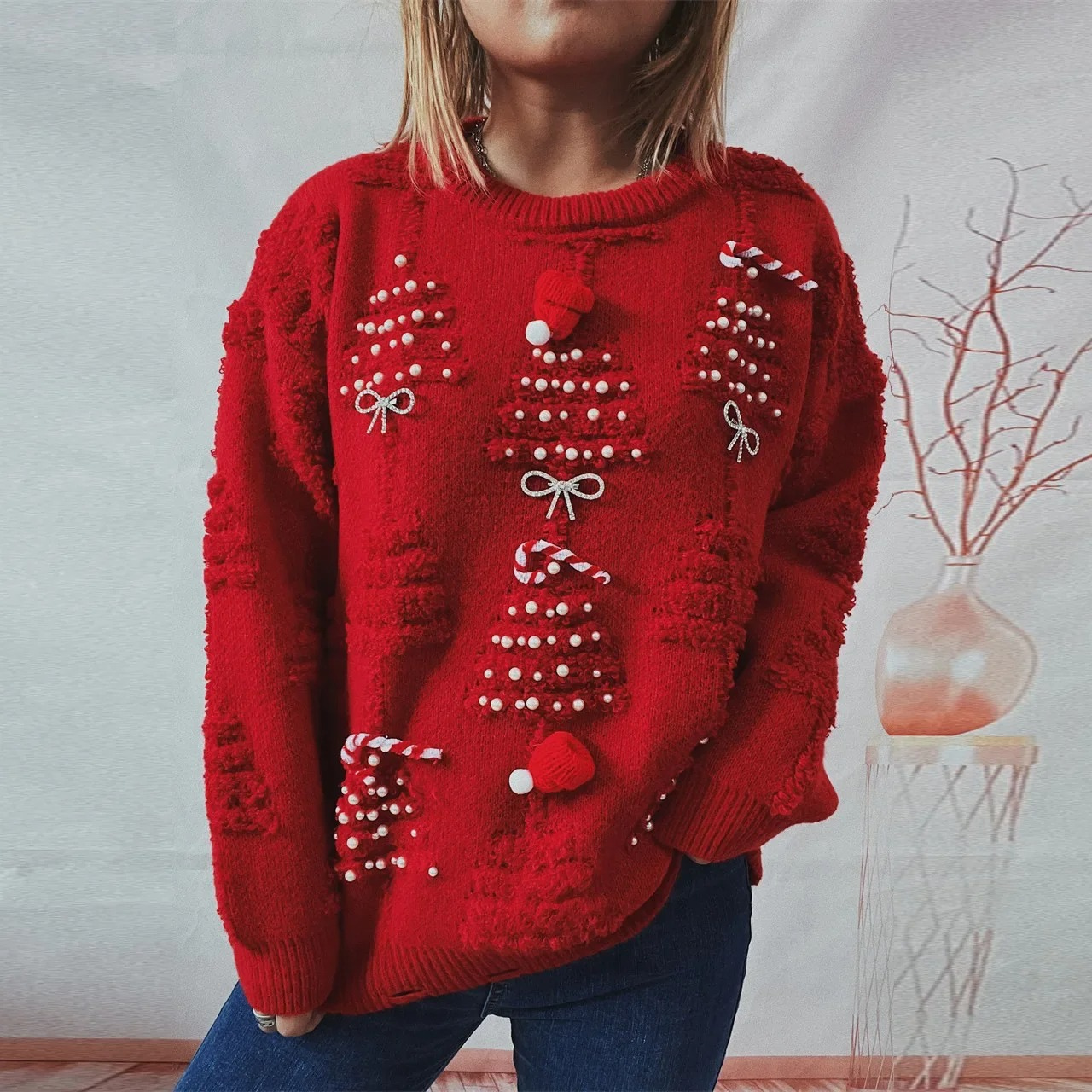 Leuchten - Weihnachtspullover – Strickdesign, Langarm, Weihnachtlicher Stil
