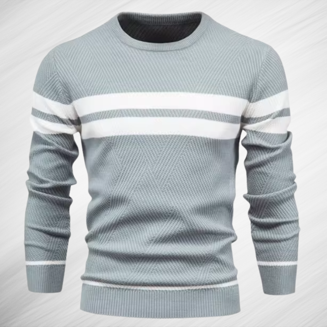 Eleganter Herren Streifenpullover Mit Zickzack-Muster – Atmungsaktiver Slim-Fit Klassiker