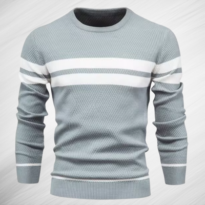 Eleganter Herren Streifenpullover Mit Zickzack-Muster – Atmungsaktiver Slim-Fit Klassiker