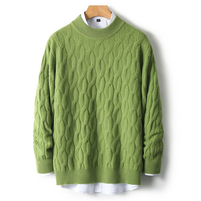 Strlum - Wollpullover Herren – Warmer Zopfstrick-Pullover für Winter