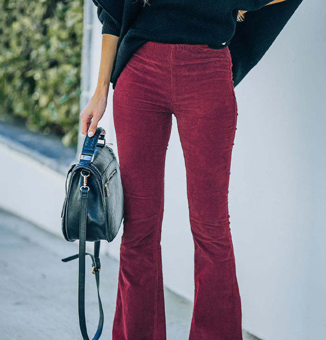 Jess |  High-Waist-Hose mit elastischer Taille aus Mikrocord