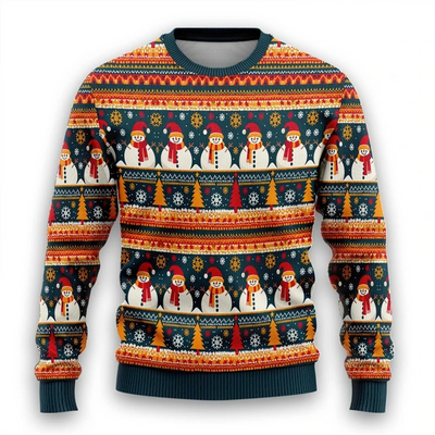 Adventz - Weihnachtspullover mit Schneemann- und Weihnachtsmotiv – Bunt & Festlich