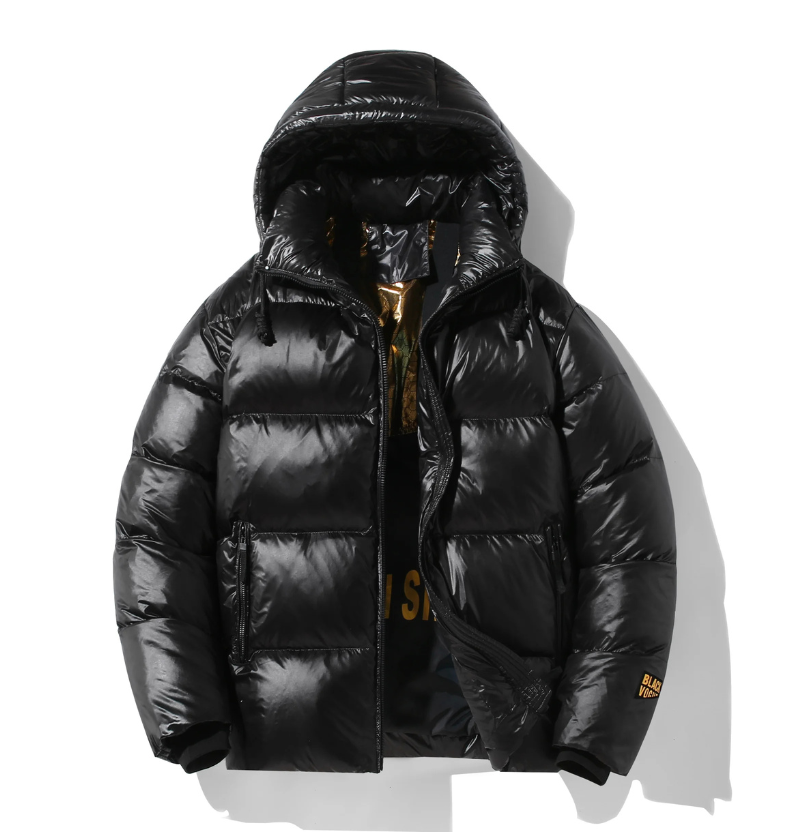 Jackfed - Daunenjacke Herren Glänzend Warm Gefüttert Mit Kapuze Winterjacke
