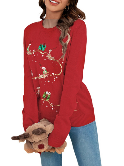 Winterl - Weihnachtspullover mit Rentier-Motiv, Damen Strickpullover