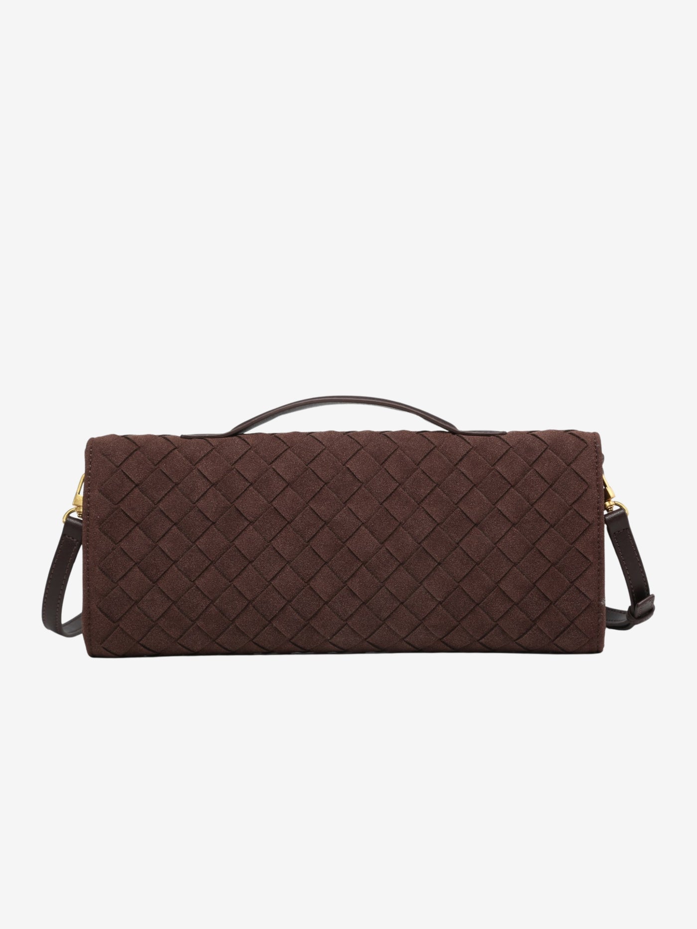 Cherry Luxe Woven Suede Clutch Mit Abnehmbarem Schultergurt – Eleganter Vegan-Leder Handtasche