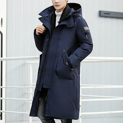 Kaltsor - Langer Wintermantel Herren – Warmer Daunenparka mit Kapuze und Taschen
