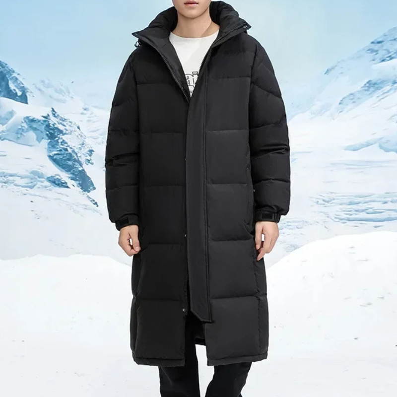 Soltwin - Langer Wintermantel Herren Warm Gefüttert Mit Kapuze Winddicht