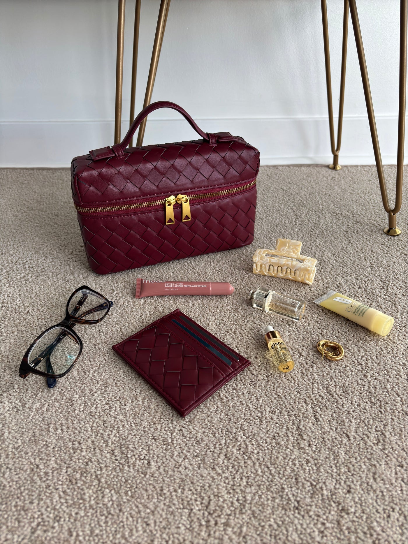 Juliette Polierte Strukturierte Woven Handtasche Aus Veganem Leder Mit Abnehmbarem Tragegurt