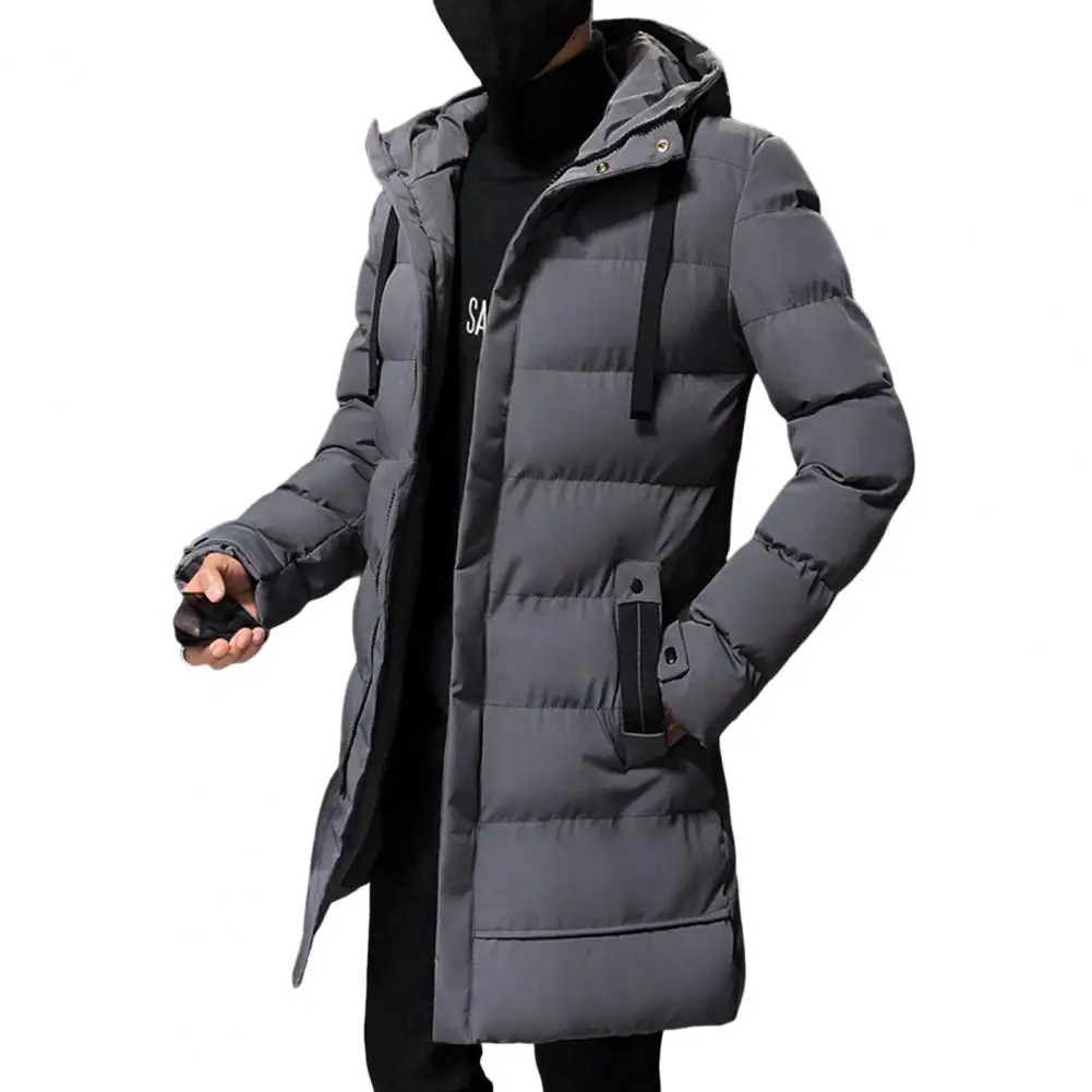 Windter - Langer Wintermantel Herren – Warme Daunenjacke mit Kapuze und Taschen