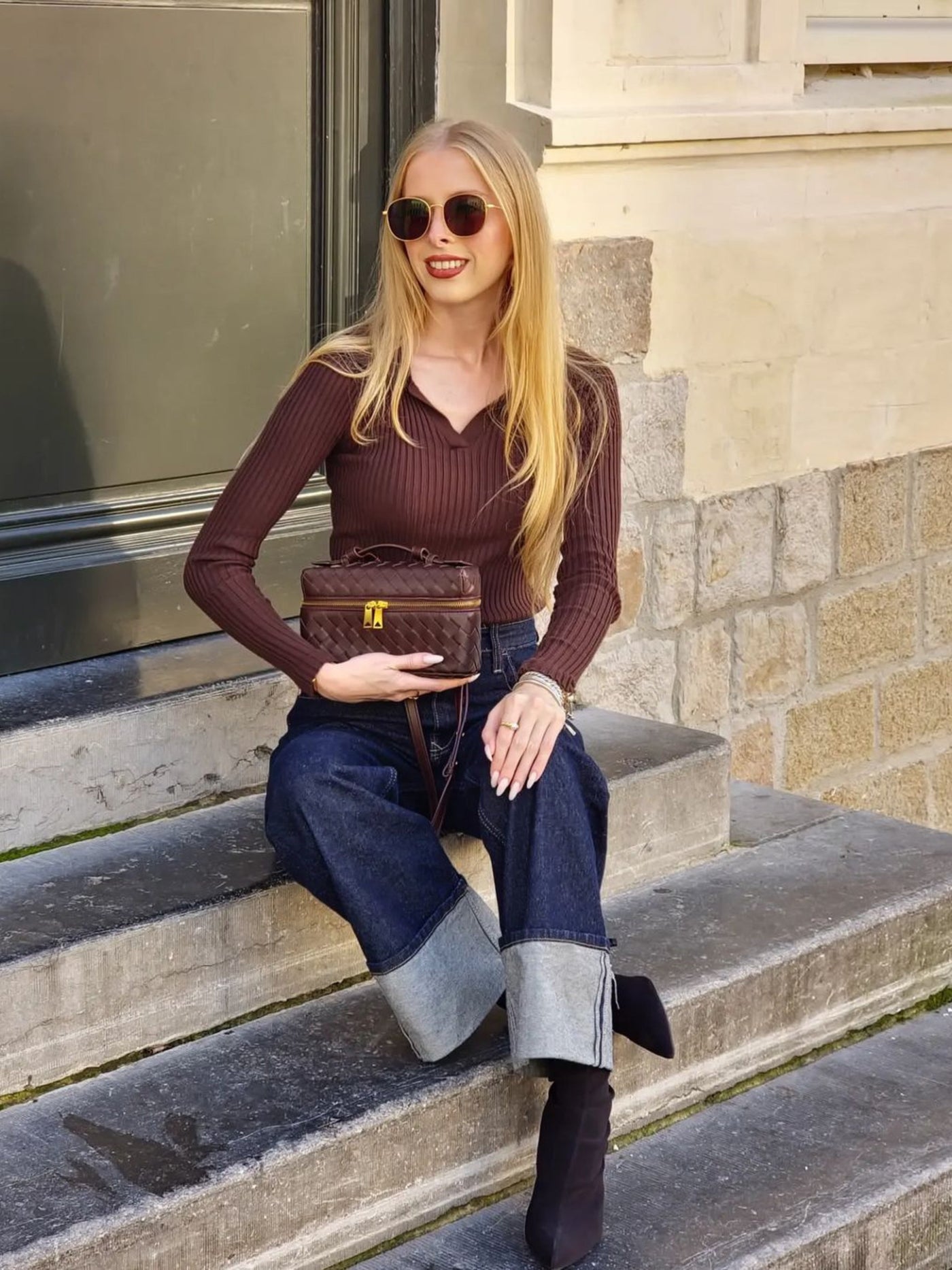 Juliette Polierte Strukturierte Woven Handtasche Aus Veganem Leder Mit Abnehmbarem Tragegurt