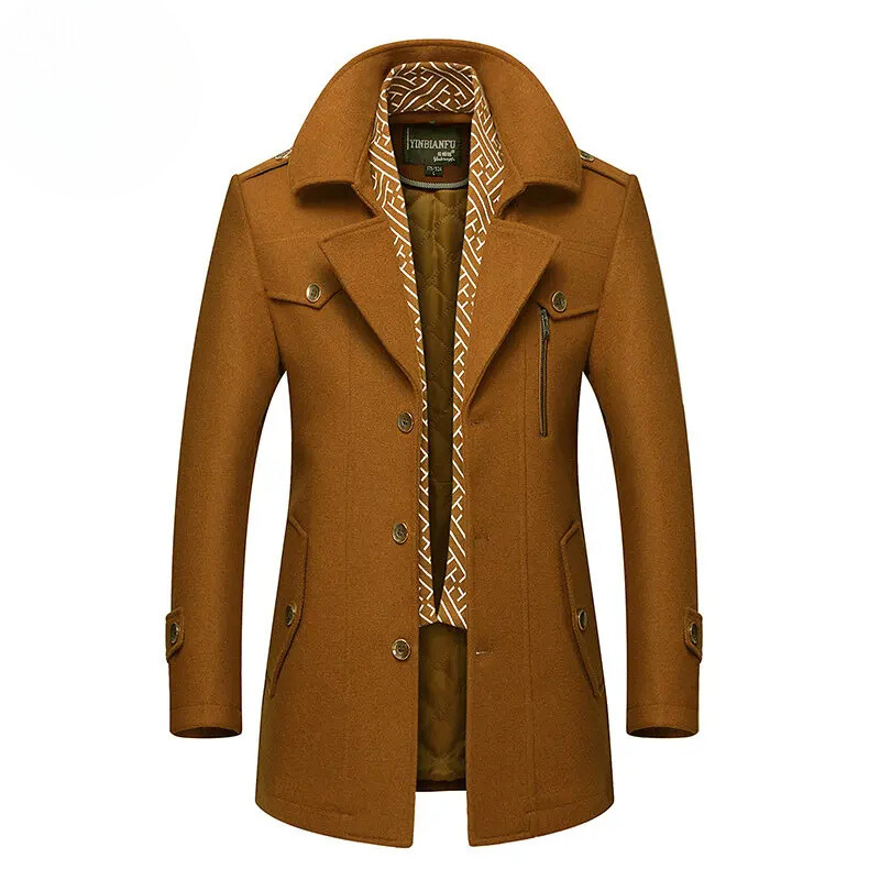 Stilwin - Langer Mantel Herren Klassischer Trenchcoat Mit Gürtel und Revers