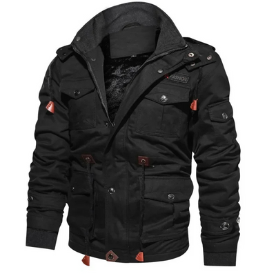 Selmonk - Lederjacke Herren mit Kapuze, Bikerjacke im Stil aus Echtleder