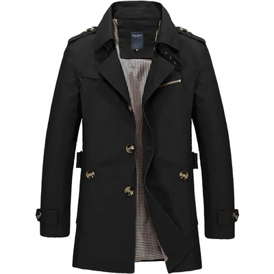 Nordgra - Langer Mantel Herren Stilvoller Trenchcoat Mit Gürtel und Revers