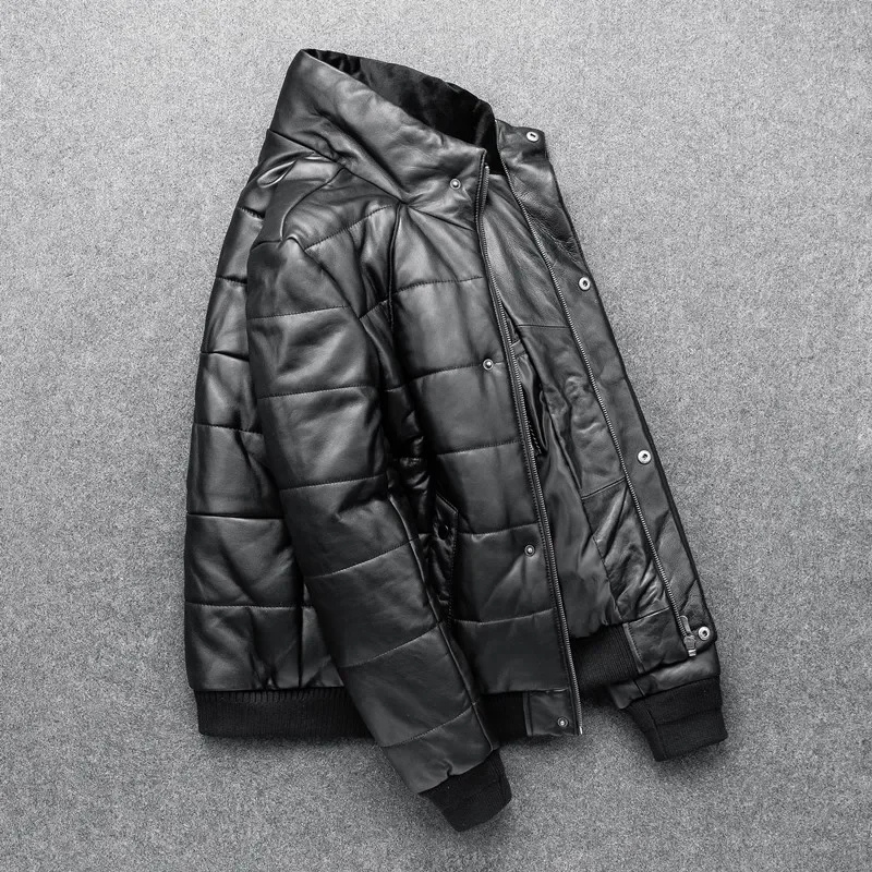 Bravden - Lederjacke Herren mit Stehkragen, Warm gefütterte Winterjacke