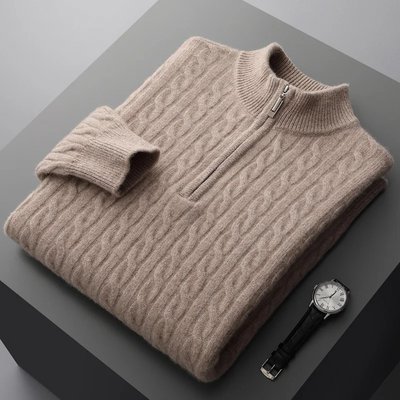 Ziptran - Hochwertiger Strickpullover mit Reißverschluss Herren – Ideal für Wintertage