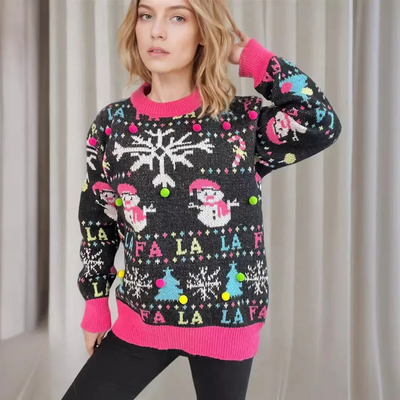 Pulnuss - Festlicher Weihnachtspullover – Fröhliches Schneemann-Design