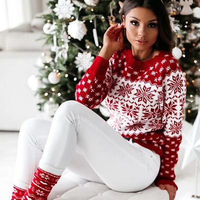 Kuschel - Weihnachtspullover mit Santa Claus-Motiv, Damen Strickpullover