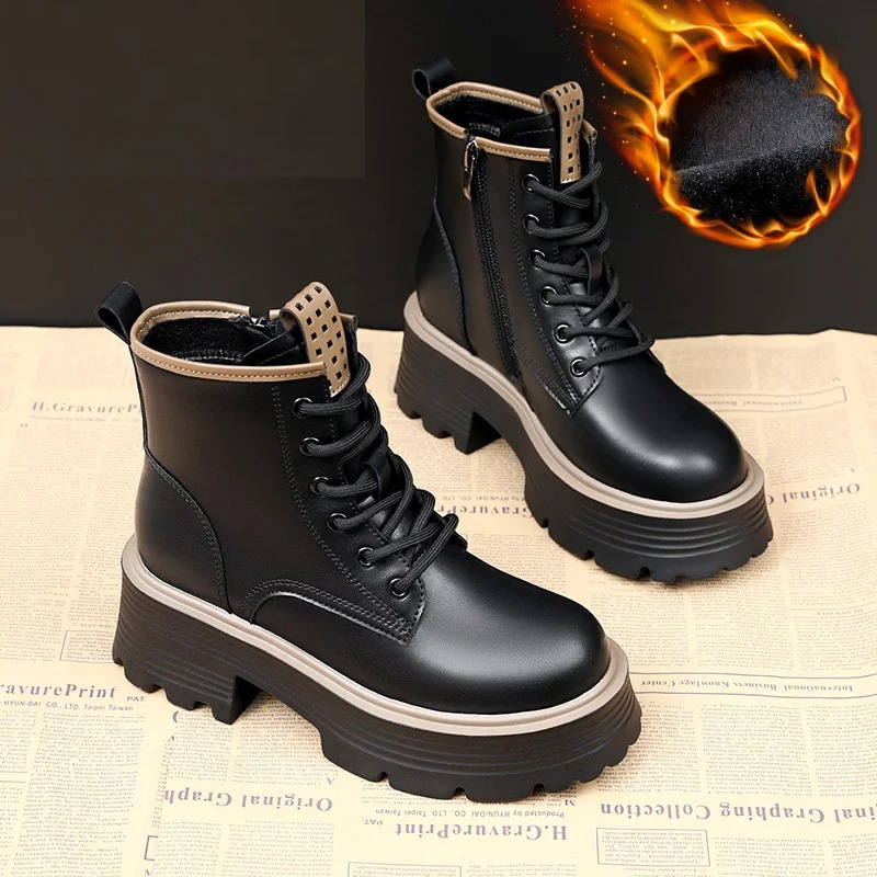 Glacine - Damen Winterstiefel mit Plateau und stylischem Schnürdesign