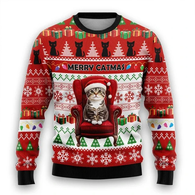 Festivy - Kreativer Weihnachtspullover – Perfekt für Katzenliebhaber & Feiertage