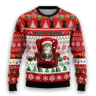 Festivy - Kreativer Weihnachtspullover – Perfekt für Katzenliebhaber & Feiertage
