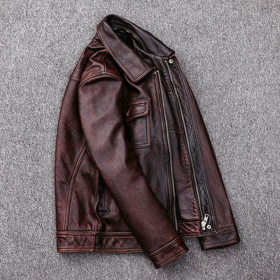 Zeltrov - Lederjacke Herren, Stilvolle Jacke aus Echtleder mit Stehkragen