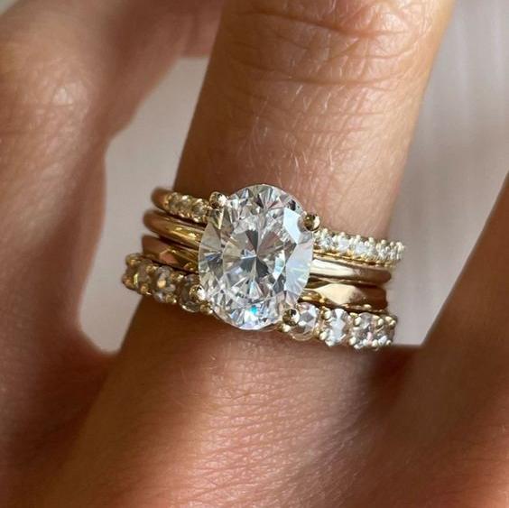 Vintage Zirkonia Hell Ring Set