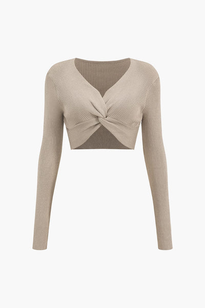 Jessica | Geripptes Zweiteiler-Set mit Twist-Detail & Schlitzrock