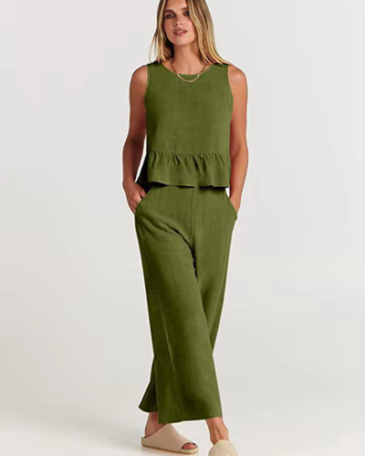 Damen Lässig Leichte Zweiteiliges Set | Hose und Oberteil